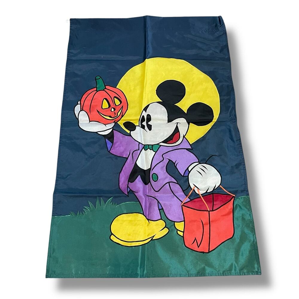 Mickey Mouse Disney Halloween House Flag 43" Trick or Treat Yard Decor Vintage